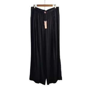 Black Label By Chico's Women's Black Rayon Wide Leg Pants Soft Flowy Siz…